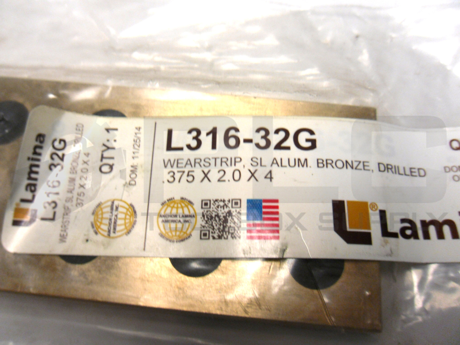 NEW LAMINA L316-32G BRONZE WEARSTRIP .375 X2.0 X 4