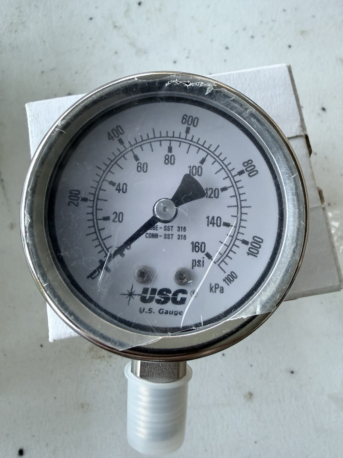 x2 AMETEK USG GAUGE 256169, 0-160 PSI/KPA, 1/4″ NPT SST, 656239CA4CD3A00 #1556D6