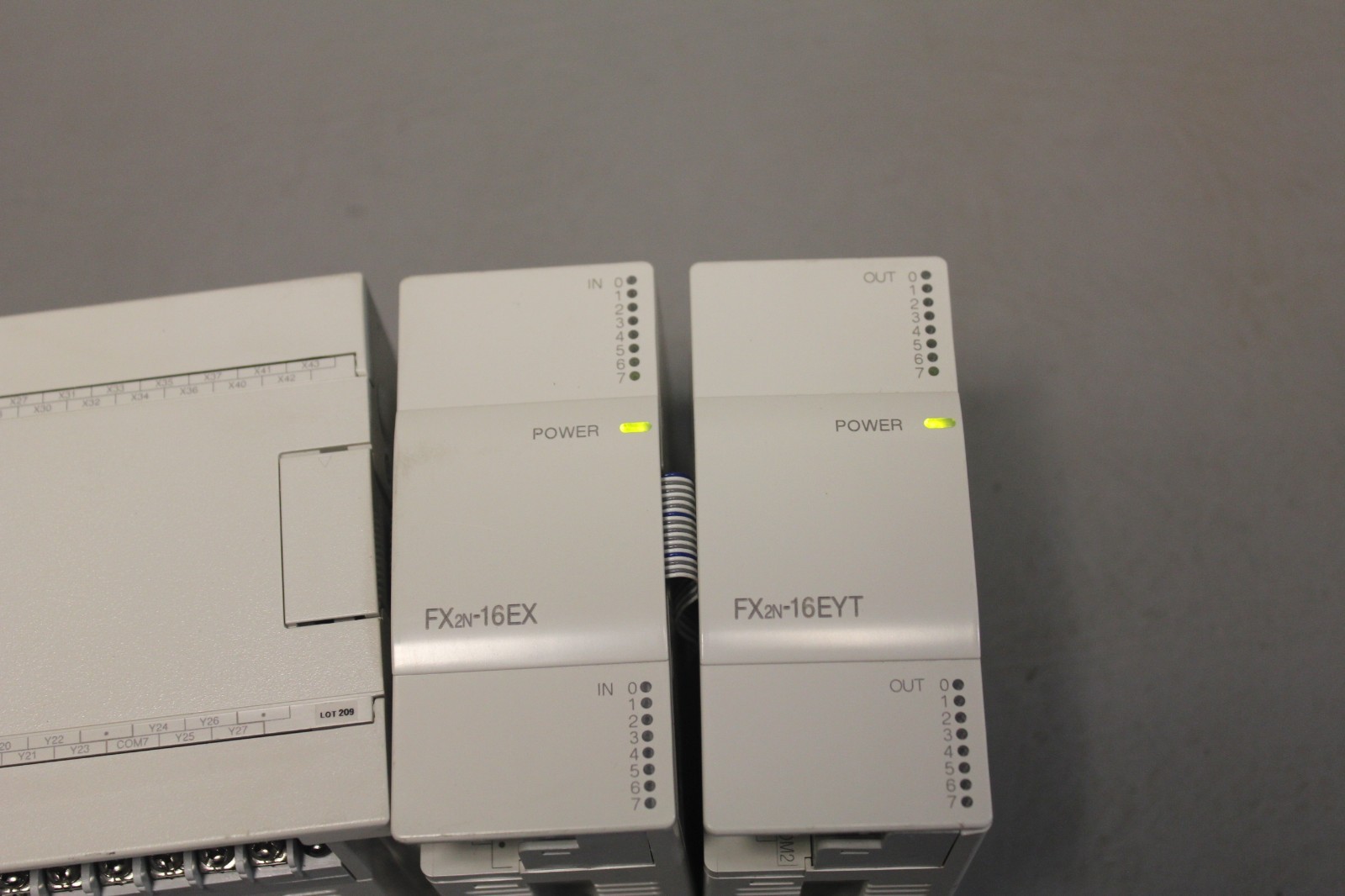 MITSUBISHI PLC SYSTEM WITH 3 MODULES FX3GA-60MT-CM & FX2N-16EX & FX2N-16EYT