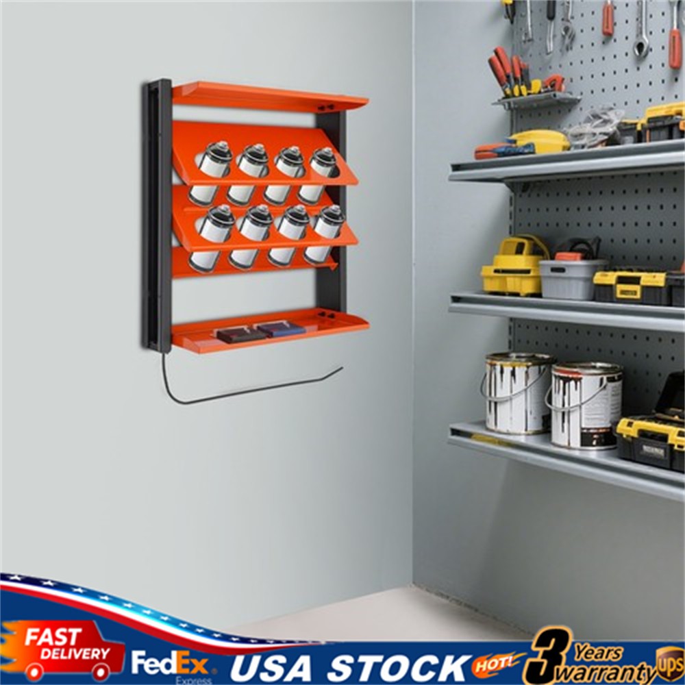 Shelf Spray Can Holder Lube Can Wall Mount Storage Rack Paint Organizer Orange