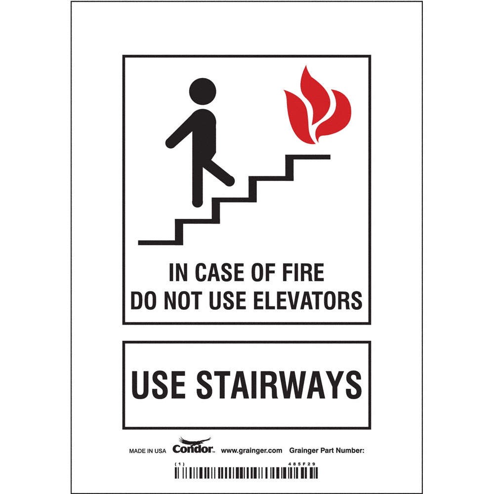 CONDOR 485F29 Safety Sign,7 in x 5 in,Vinyl 485F29