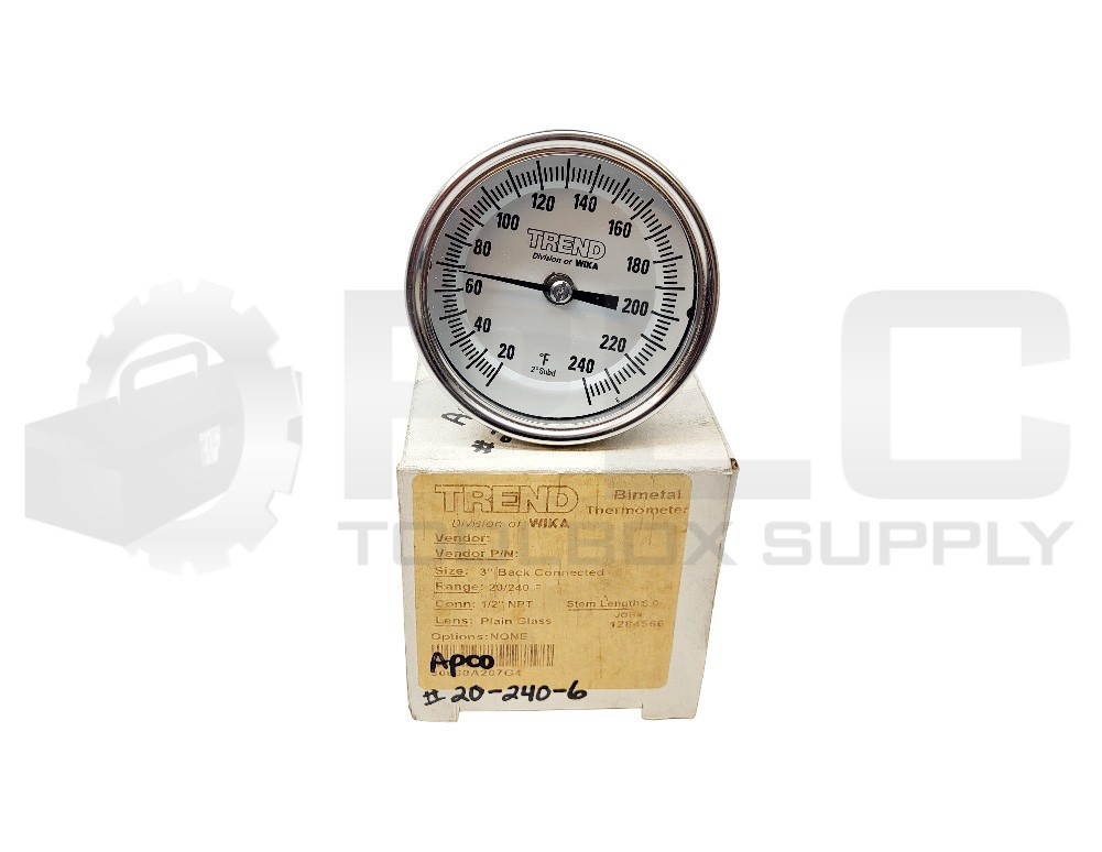 NEW WIKA 30060A207G4 BIMETAL THERMOMETER 3IN, 20/240F, 1/2IN NPT, GLASS