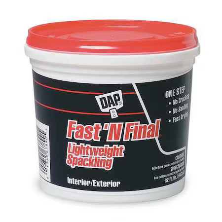 Dap 12142 Spackling Paste, 1 Qt, Tub, White, Fast ‘N Final