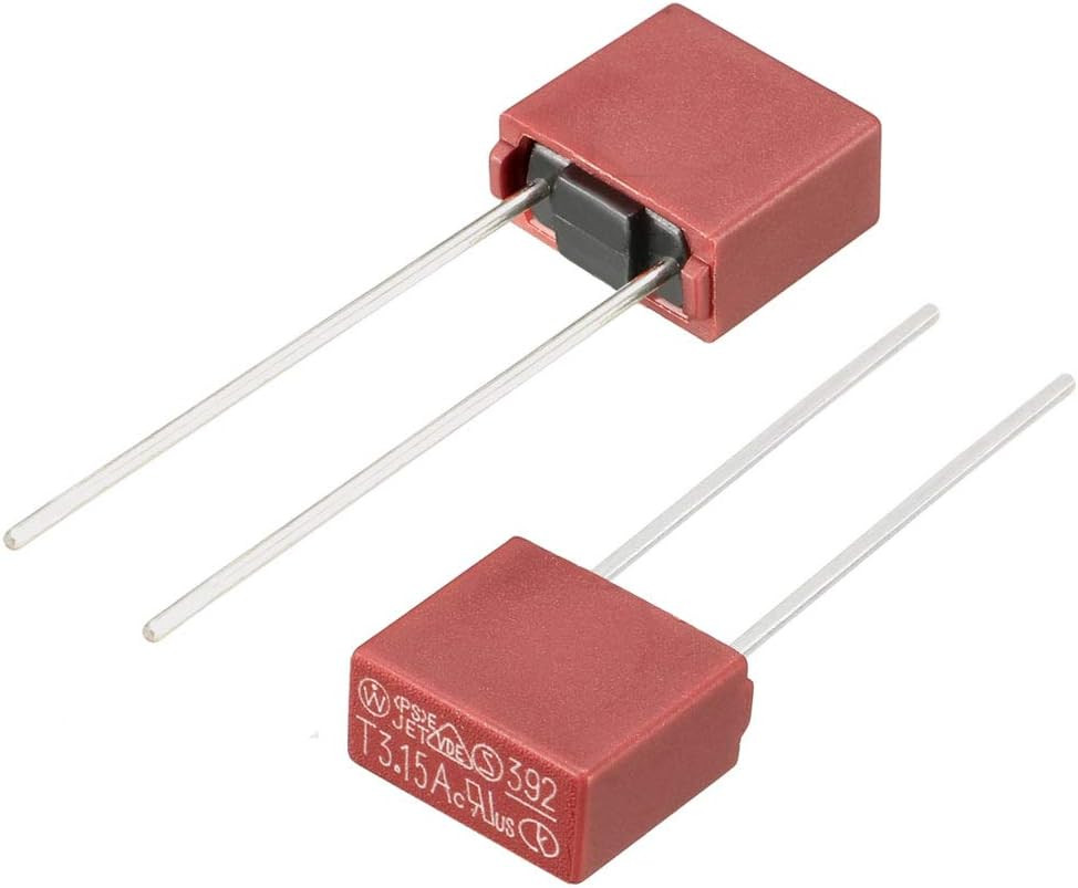 10Pcs DIP Mounted Miniature Square Slow Blow Micro Fuse T3.15A 3.15A 250V Red