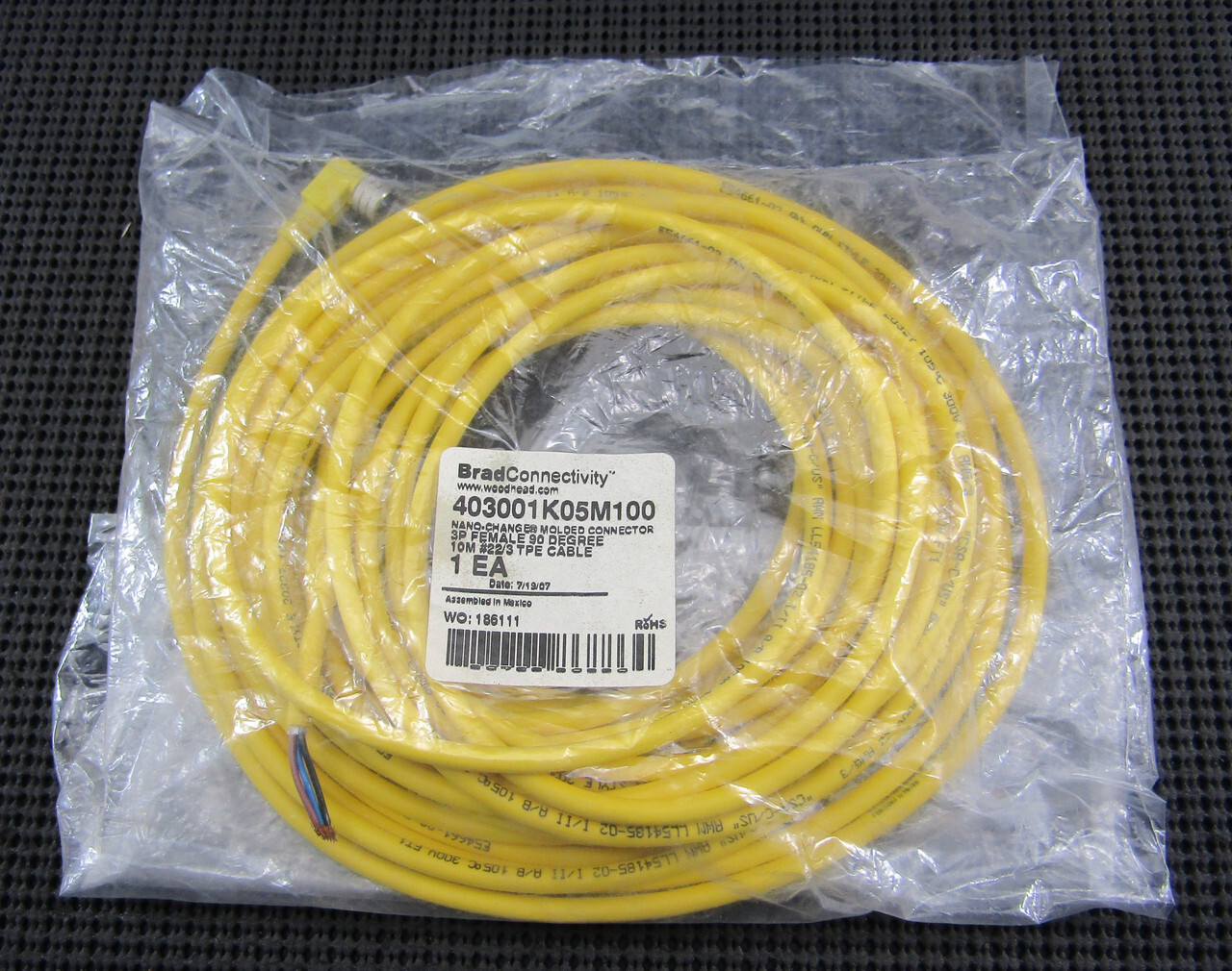 BRAD CONNECTIVITY 1200860352 3P FEMALE 90 DEGREE 10M 22/3AWG 403001K05M100