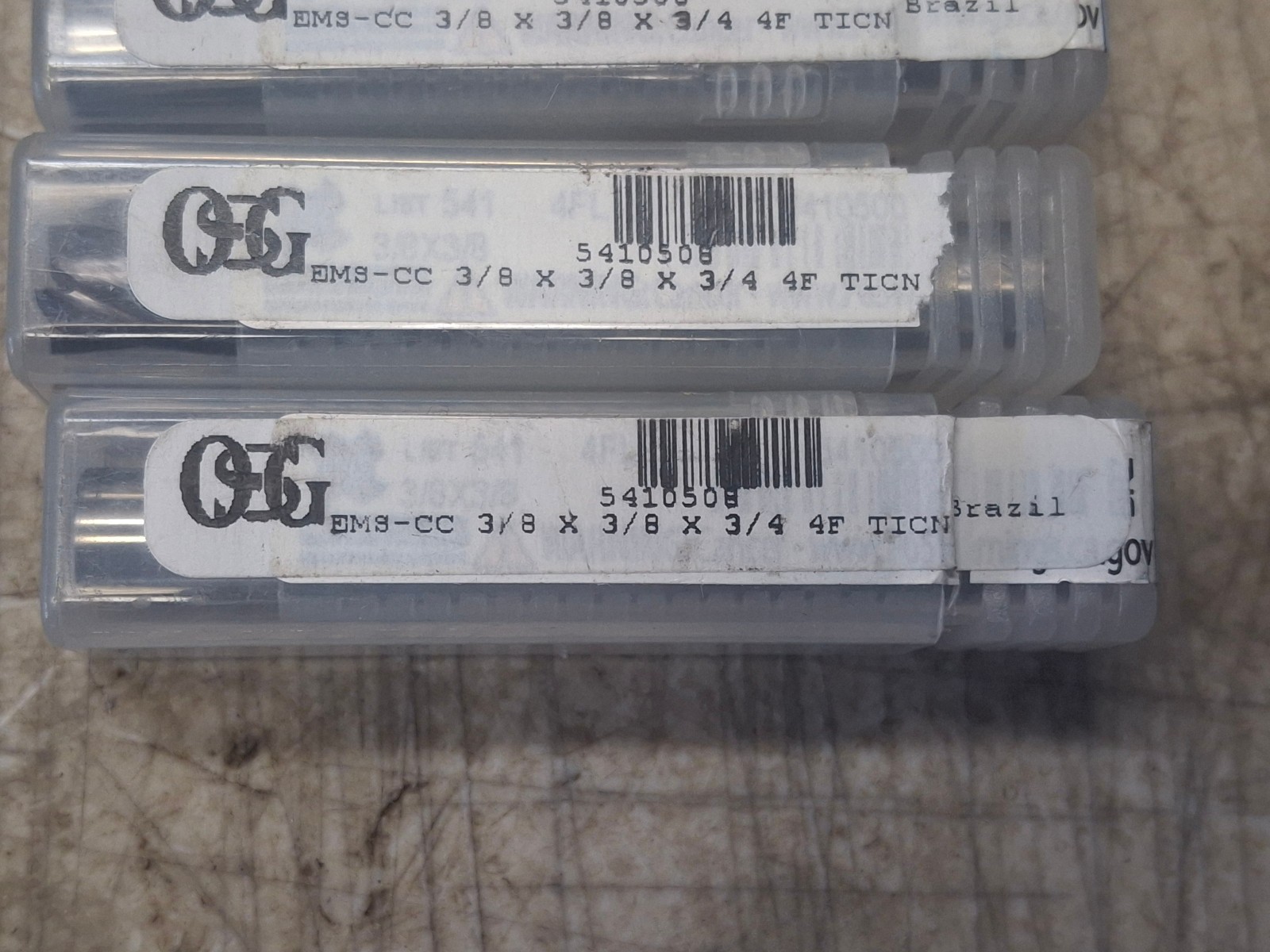 5 qty OSG Square End Mill: Cobalt, TiCN Coated, 4 Flute, 3/8″ Mill Dia, 3/4″ LOC