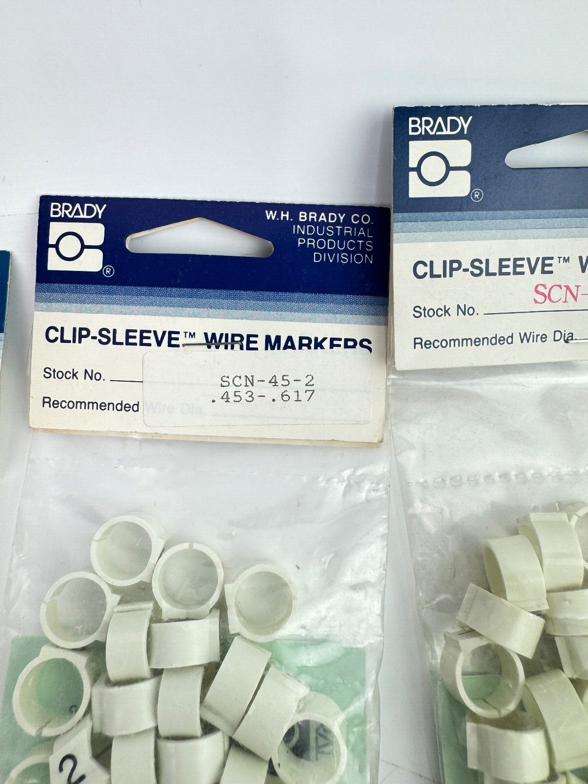 Lot of 7 Assorted Brady SCN-45 Clip-Sleeve Wire Markers 0, 1, 2, 3, 4, J, P