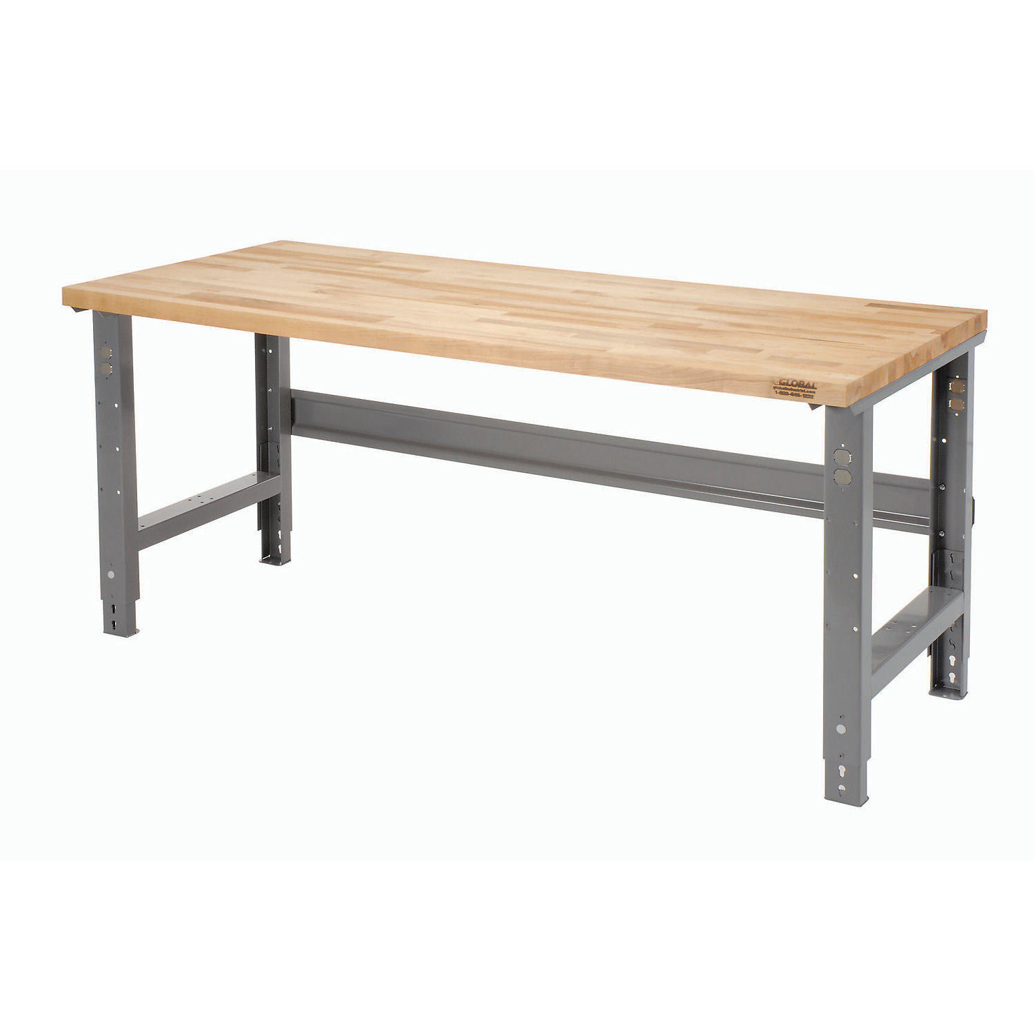 Adjustable Height Workbench C-Channel Leg 60″W x 36″D 1-3/4″ Maple Top Square