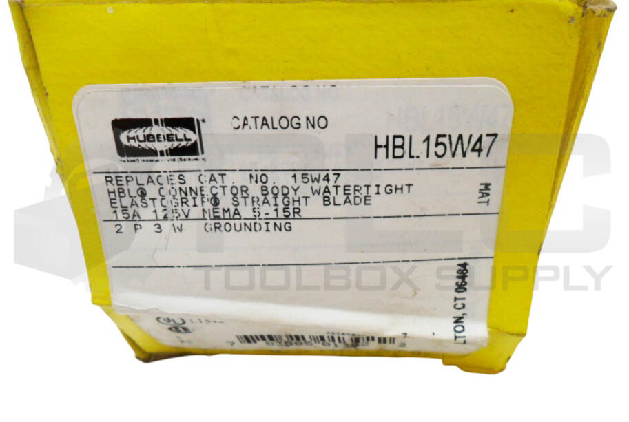 NEW HUBBELL HBL15W47 CONNECTOR BODY WATERTIGHT 15A 125VAC 2 POLE *READ*