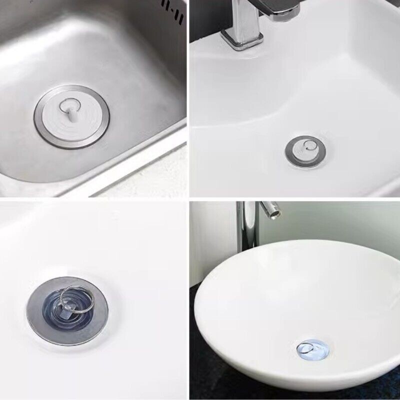 5Pcs Rubber Sink Plug, Clear Drain Stopper Fit 38mm To 40mm Drain