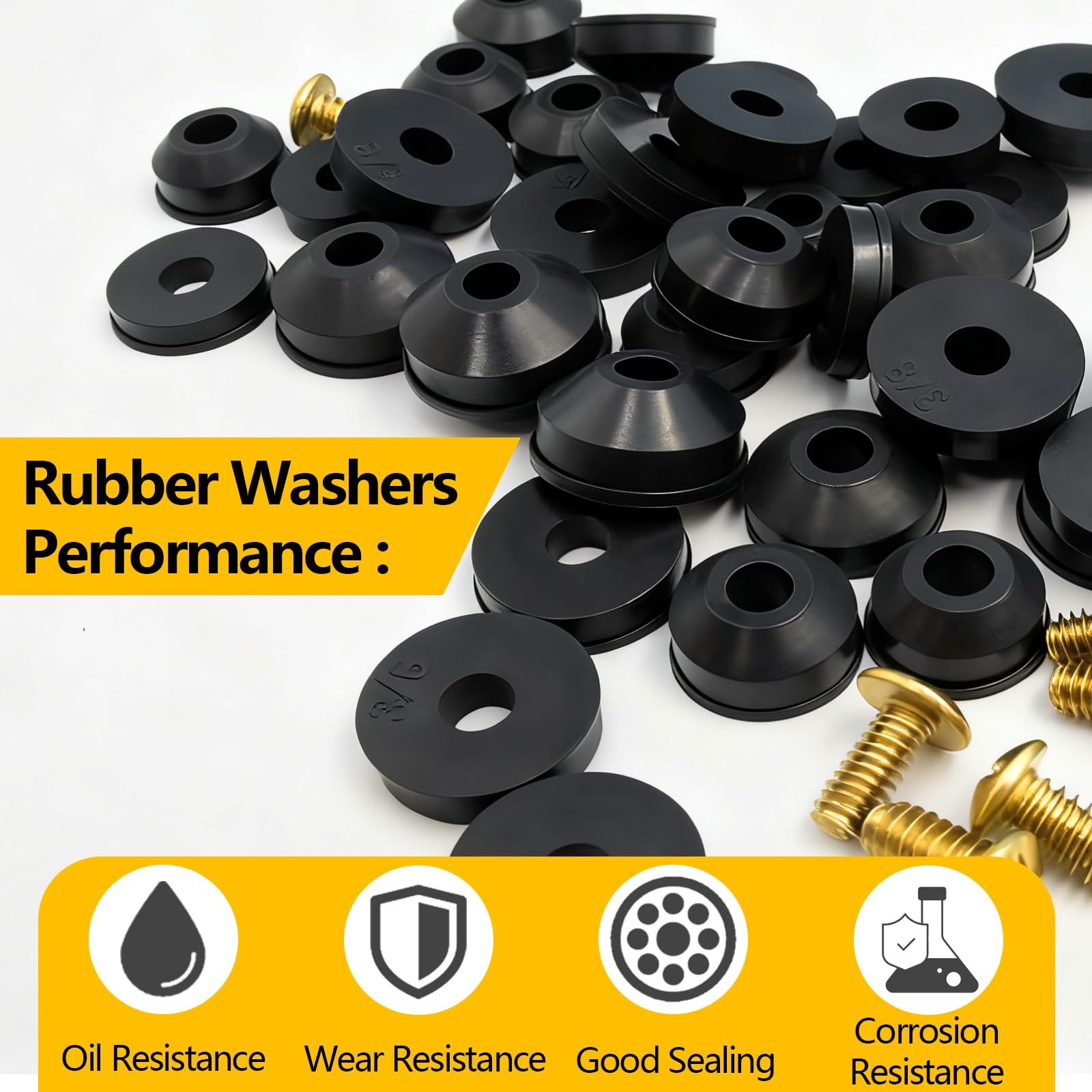 NBRINGO 114-Piece 12 Sizes Faucet Washer Assortment Kit – Flat & 12, Black