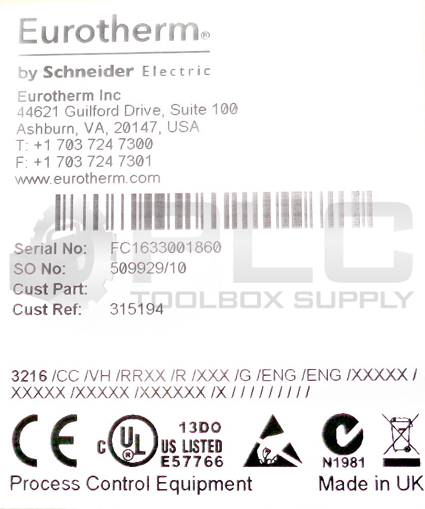 PARTS EUROTHERM 3216/CC/VH/RRXX/R/XXX/G/ENG/ENG/XXXXX/XXXXX/XXXXX/XXXXXX/X//////