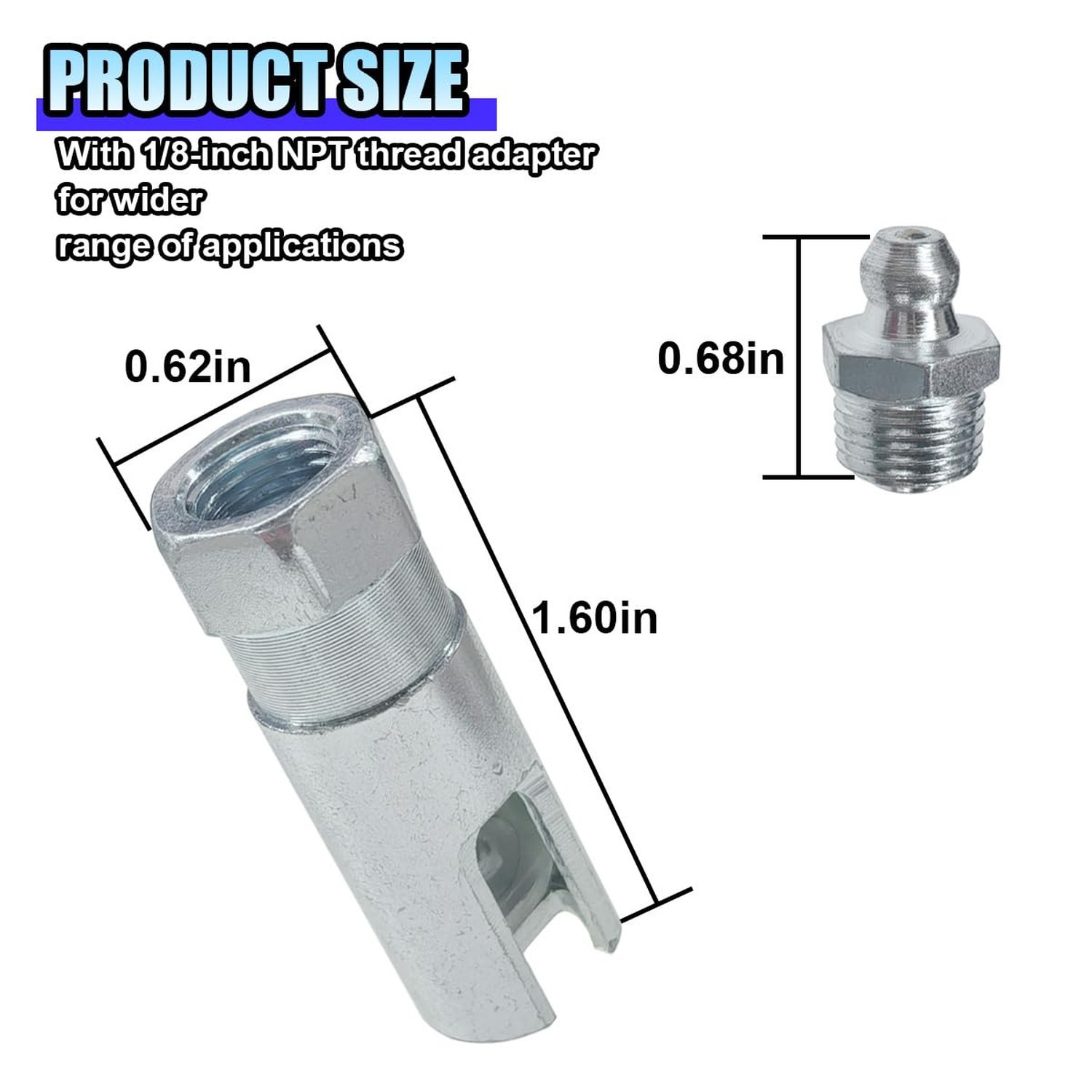 90 Degree Grease Coupler 1/8inch NPT Right Angle Slotted Grease Gun Hose Adapter