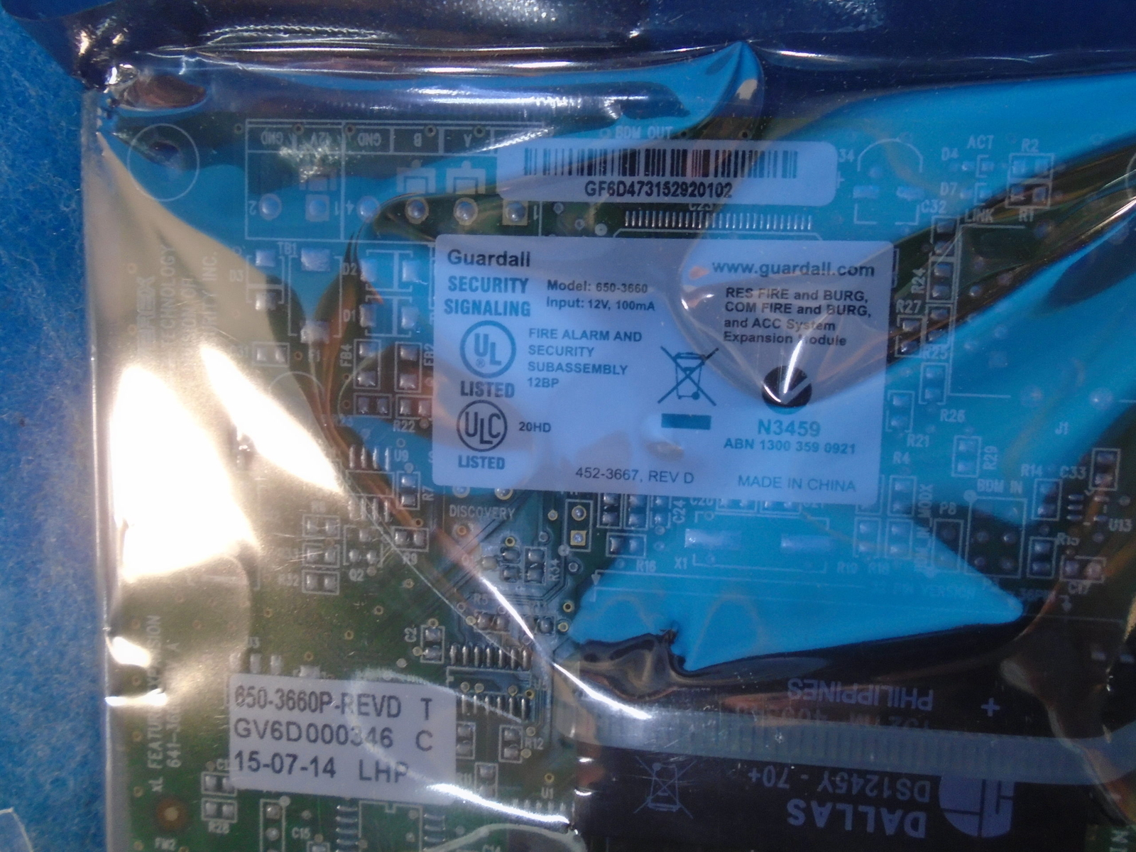 GUARDALL 120-3660E N3459 15208 VEREX FEATURE EXPANSION BOARD 1YR WARRANTY