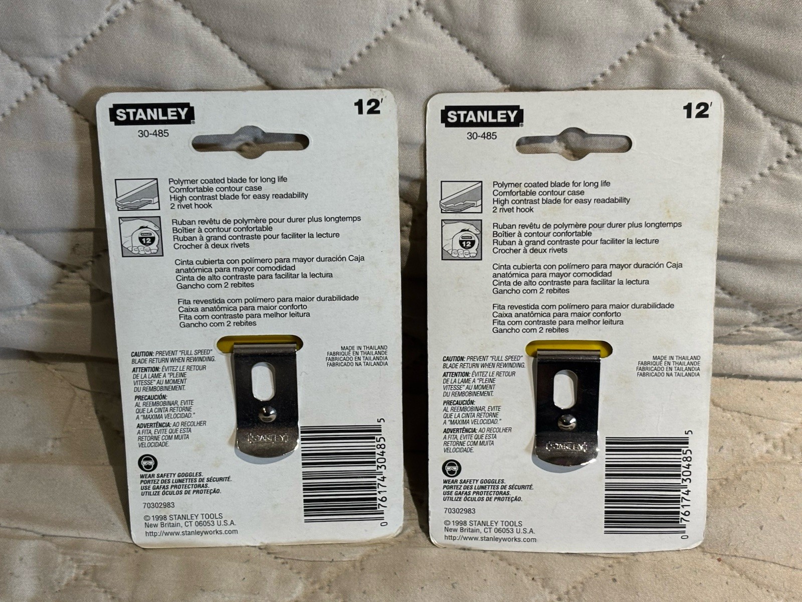 LOT OF 2 NEW Stanley 30-485 Tape Measure with Belt Clip Yellow 12 FT SHIPS FREE