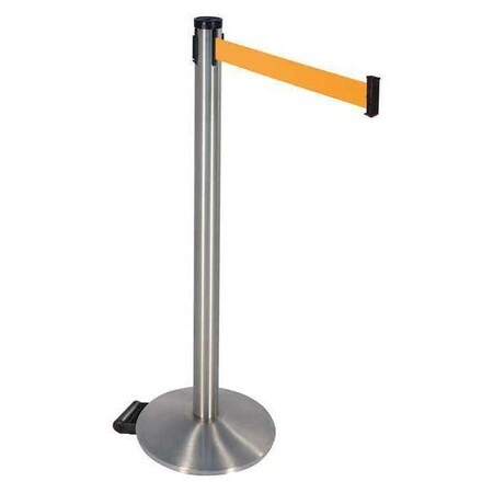 RETRACTA-BELT 304SASS-OR Barrier Post with Belt, Gray, 10 ft Length, 40 in Post