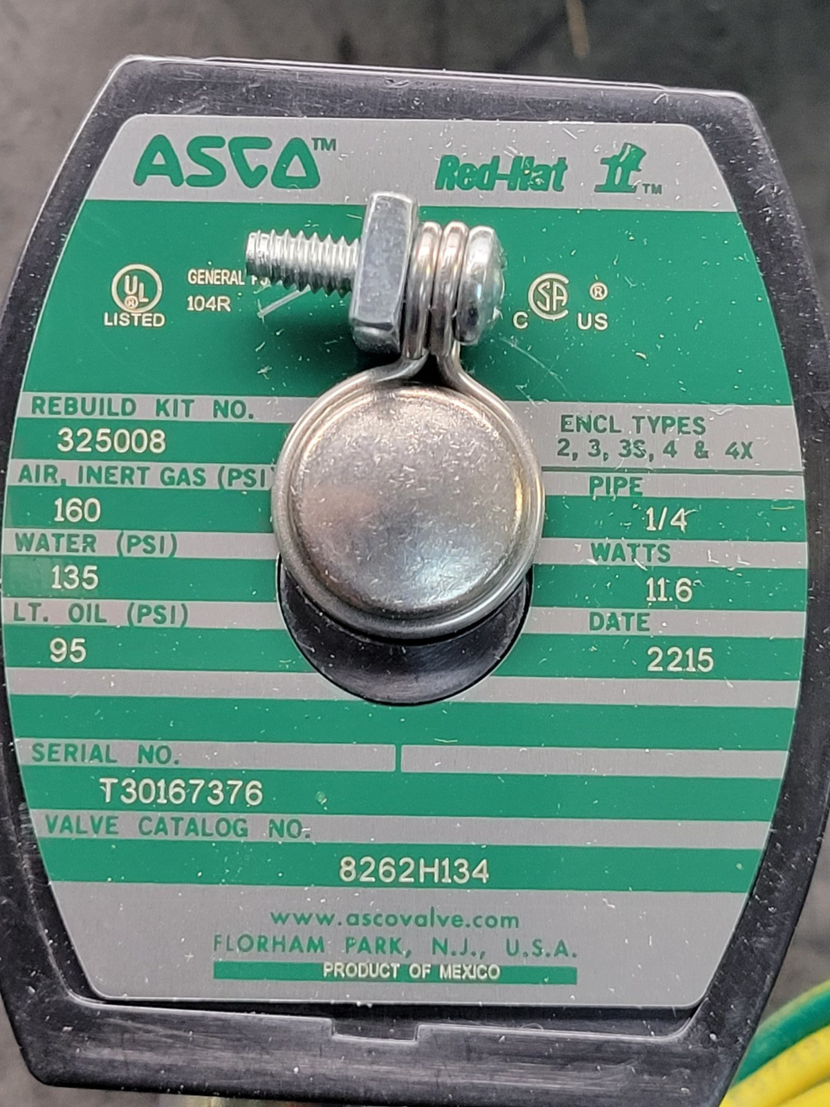 Asco 8262H134 24/VDC Valve.