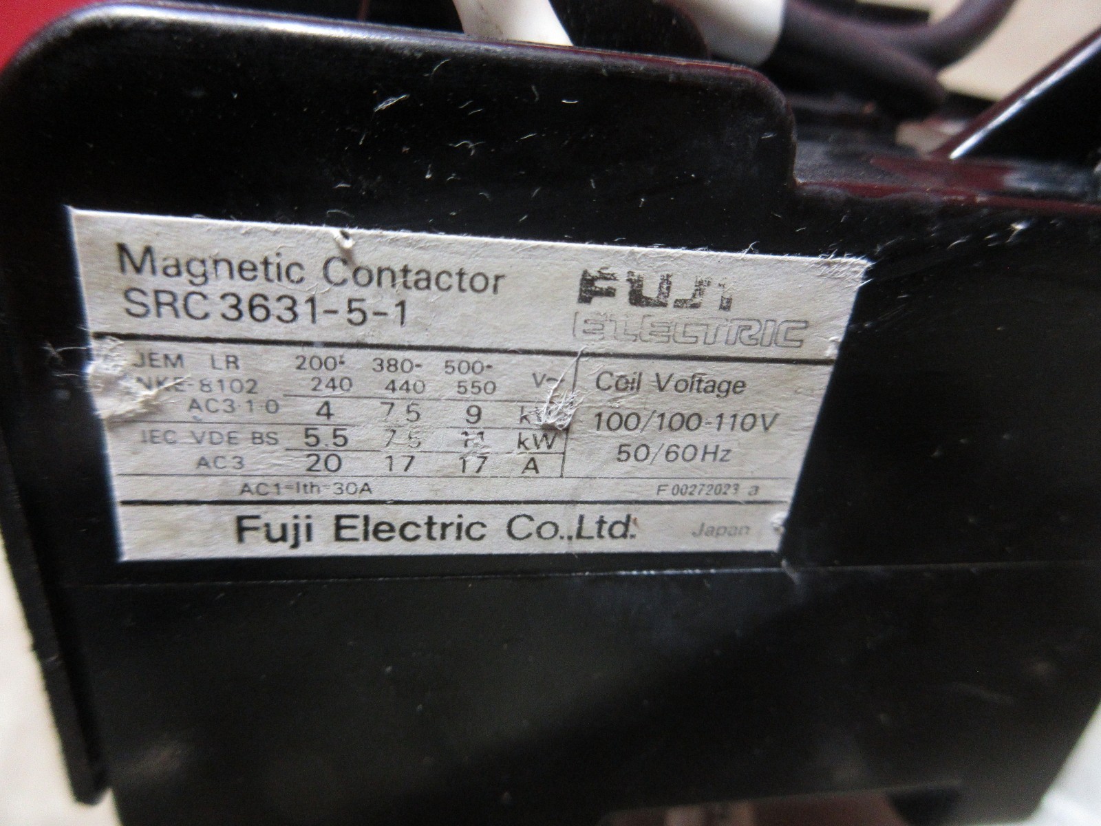 FUJI MAGNETIC CONTACTOR SRC3631-5-1 SZ-5-1/B COVER CNC AKIRA SEIKI TC500
