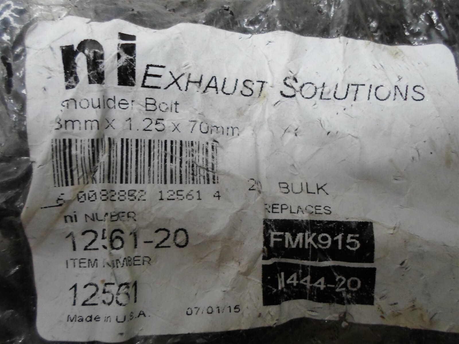 Pack of 20: NI Exhaust Solutions Shoulder Bolt 8mm x 1.25x 70mm (FMK915,H444-20)