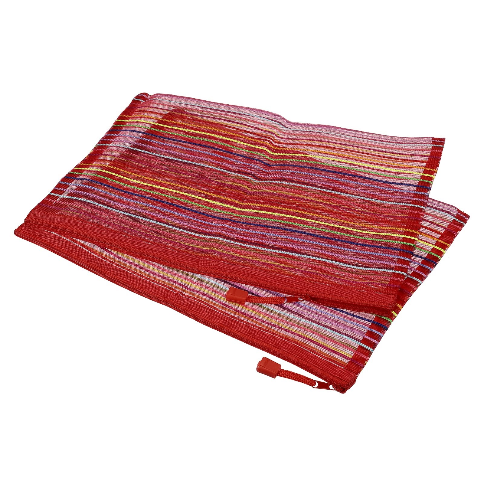 MECCANIXITY Mesh Zipper Pouches, A4 Colorful Pencil Case Document File Red
