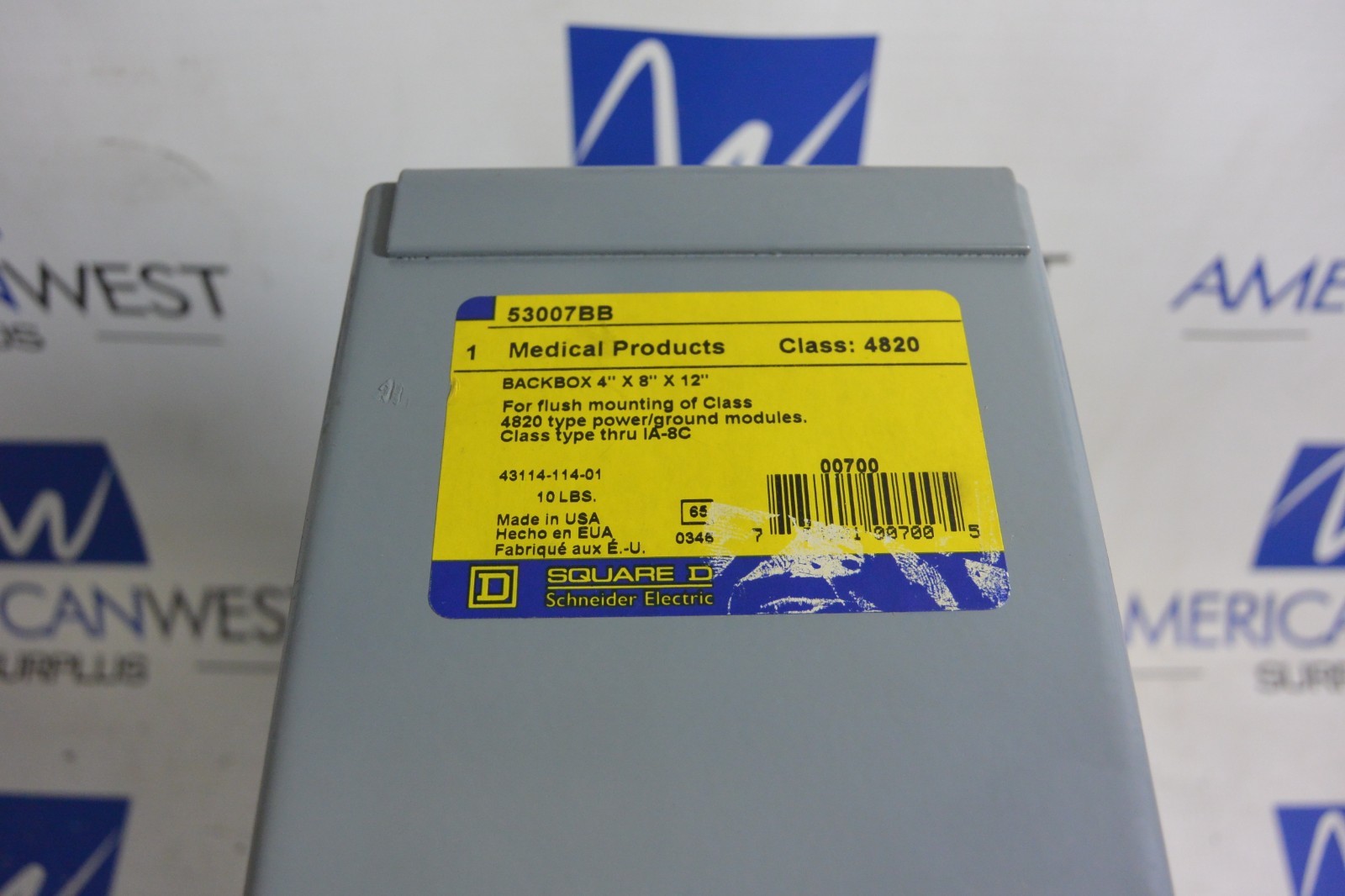 SQUARE D 53007BB Back Box 4x8x12 with Pushbuttons face plate USED
