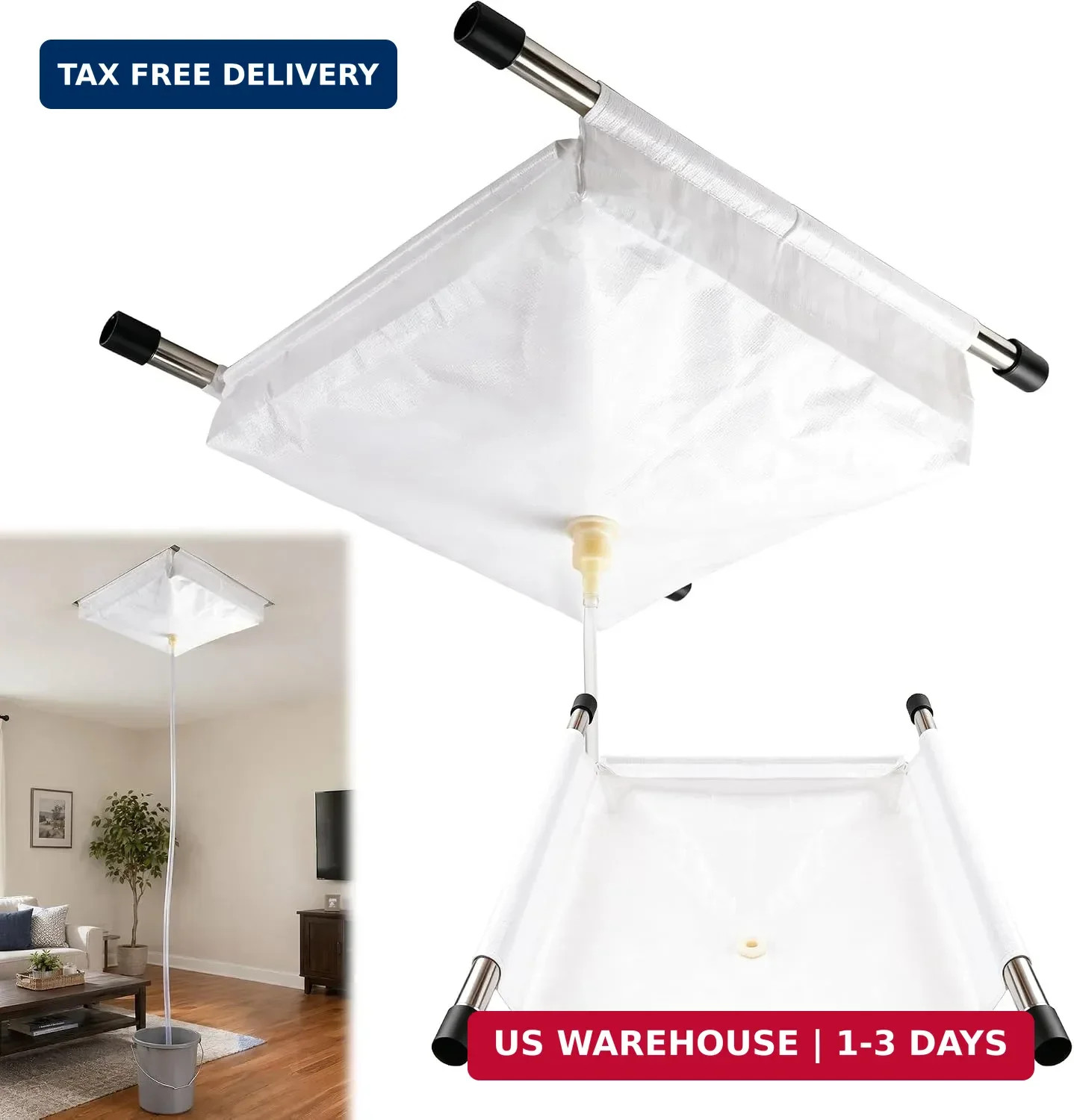 Ceiling Leak Diverter 11.8″ X 11.8″ Roof Leak Diverter Tarp Kit | Heavy Duty PE