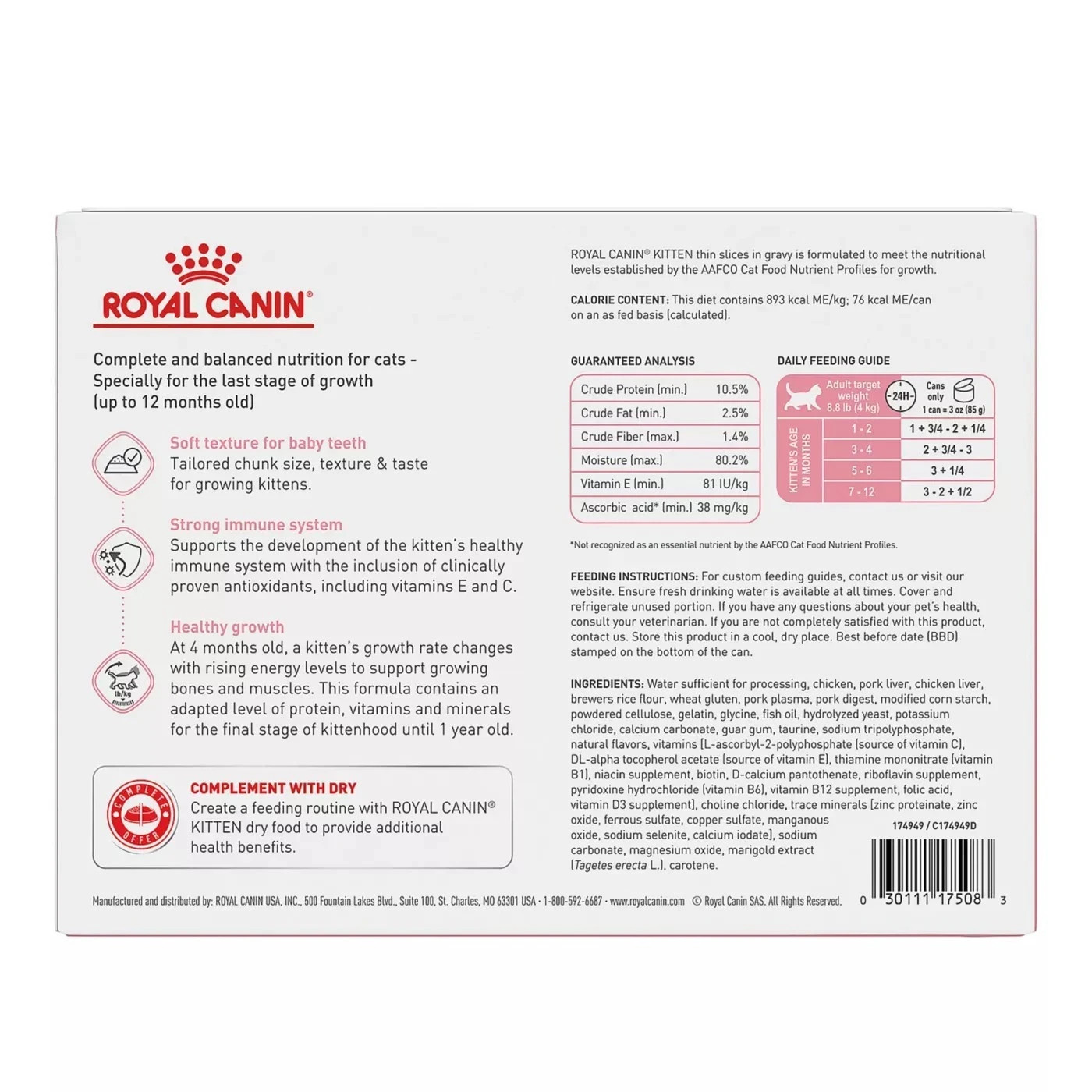 Royal Canin Health Nutrition Kitten Thin Slices in Gravy Wet Cat Food -3oz, 24CT