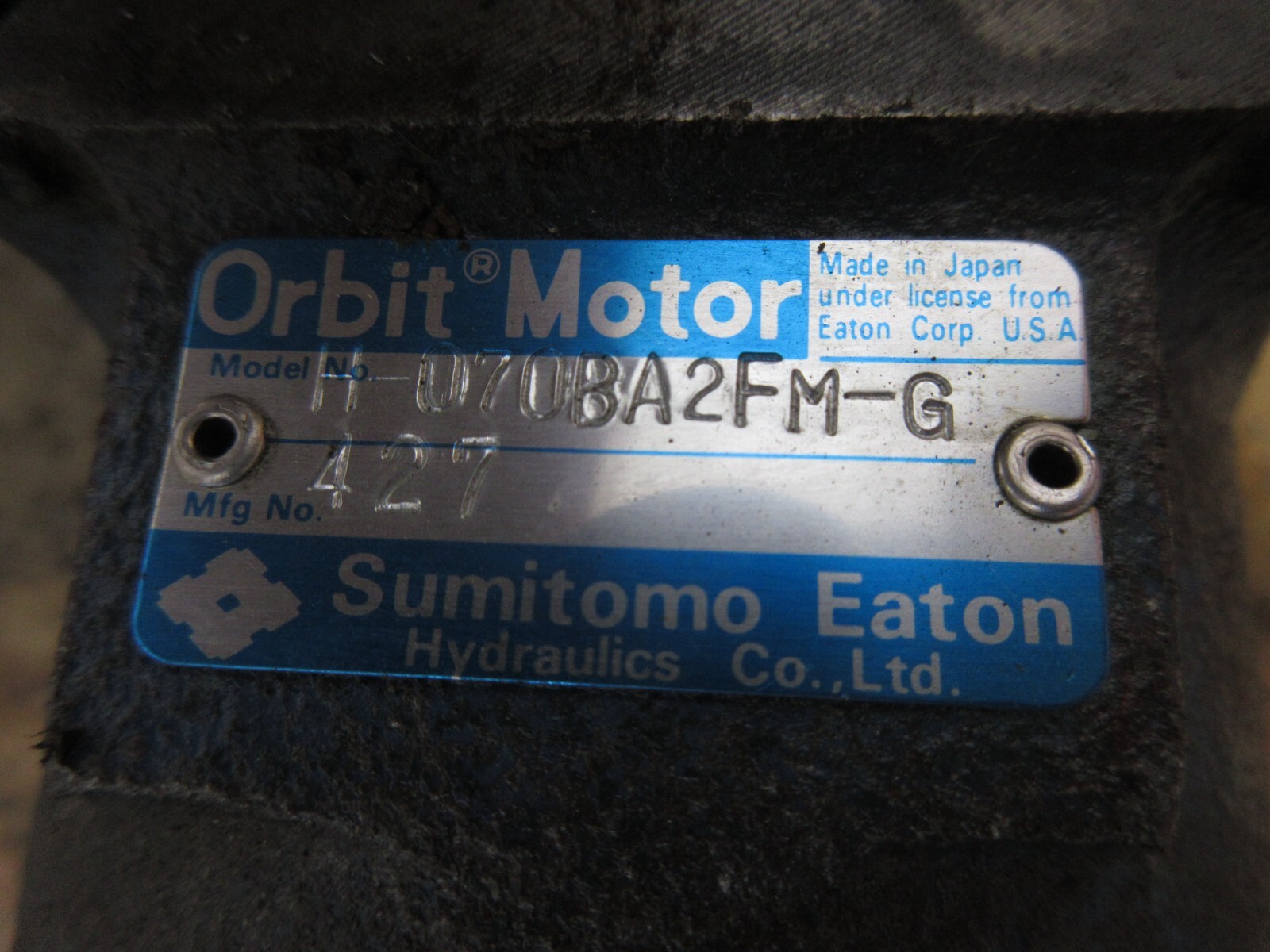 SUMITOMO EATON ORBIT MOTOR H-070BA4FM-G 3.65 H-070BA2FM-G MFG 427 EACH 1