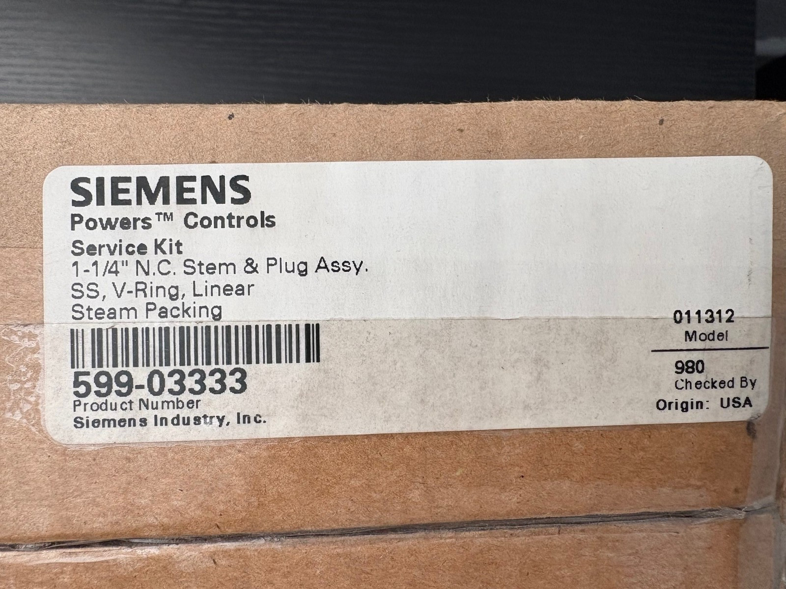 Siemens Powers Controls Service Kit 1-1/4″ Stem & Plug Assembly 599-03333