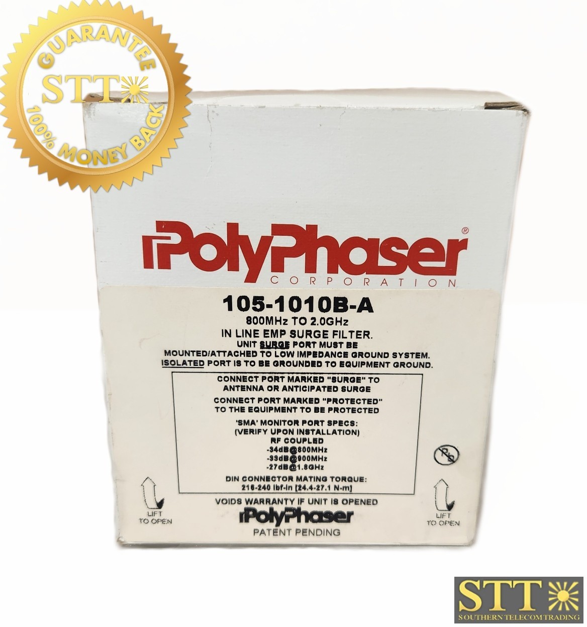 105-1010B-A POLYPHASER IN-LINE SURGE PROTECTOR 800MHZ-2.0GHZ NEW