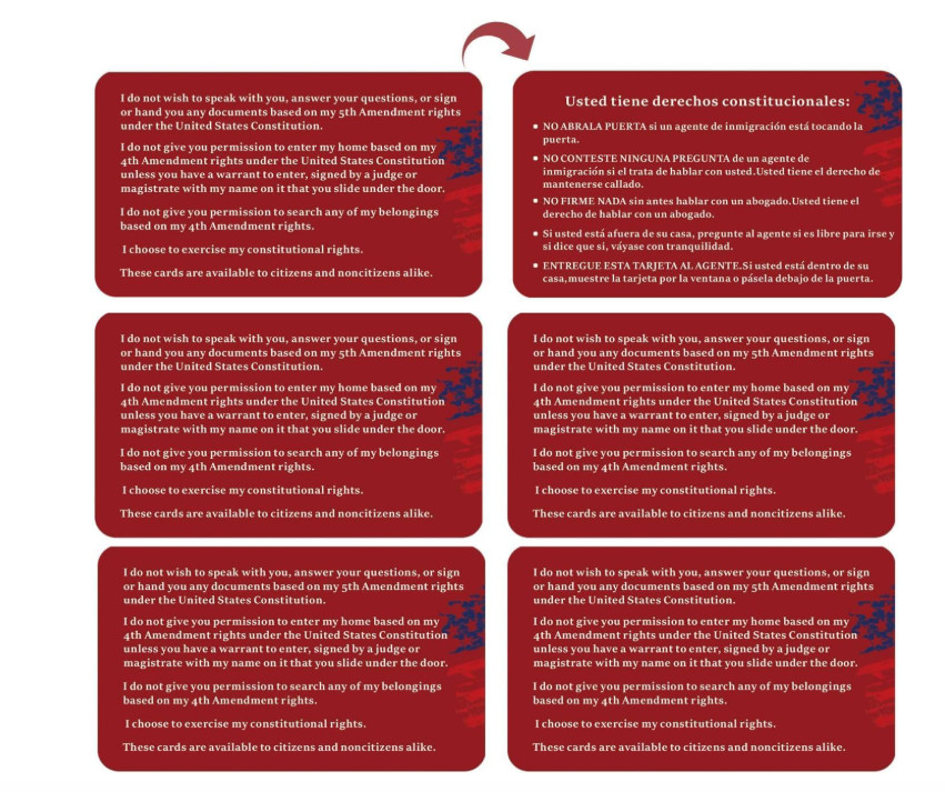 20-Pack Immigration Rights Red Cards – Bilingual Legal Reminder Cards