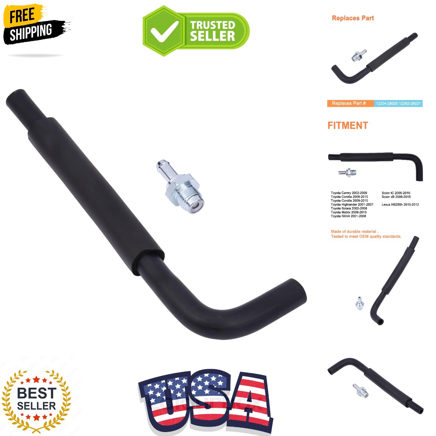 Engine PCV Valve and Hose Kit2.4L 4CYL.Fit for Camry Corolla Highlander Solar…