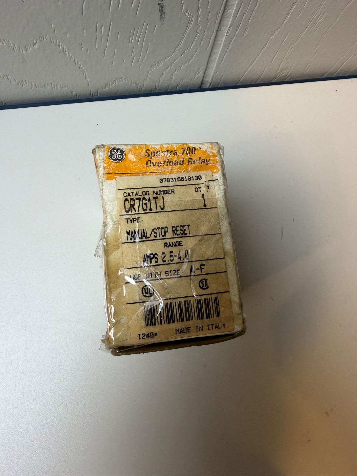 GE CR7G1TJ Spectra 700 Overload Relay Type: Manual/Stop Reset 2.5-4.0 Amps