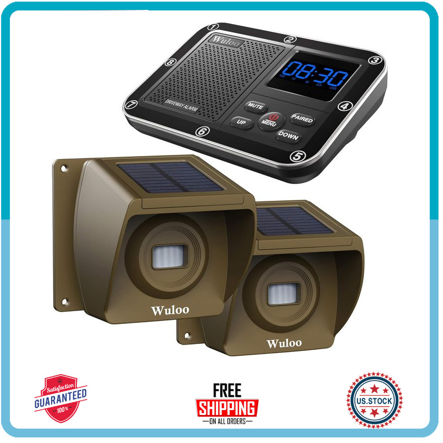 Solar Wireless Driveway Alarm 1800ft Range Rechargeable & Weatherproof