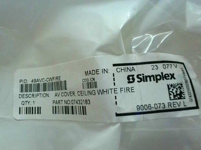 Simplex 49AVH-APPLC Ceiling Mount AV Horn Strobe w/49AVC-CWFIRE – New In Box