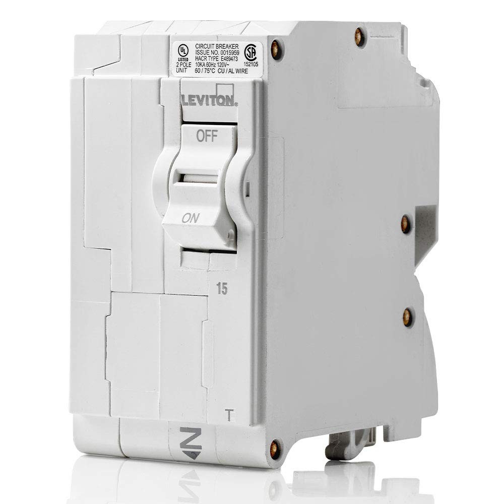 Leviton LB215-T 15A 2-Pole Plug-On Standard Branch Circuit Breaker, Thermal