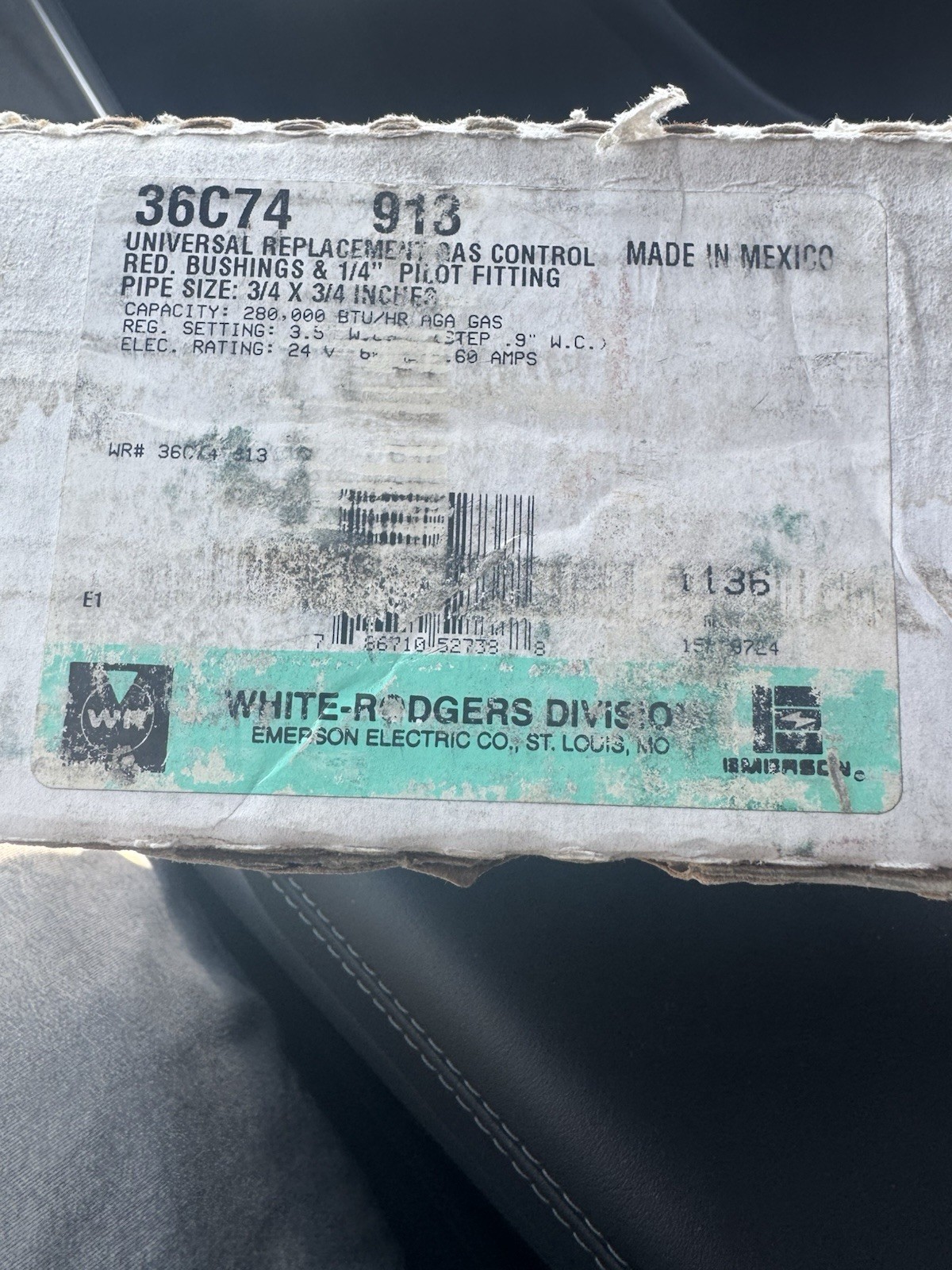 White Rodgers 36C74-913 3/4″ Gas Valve Intermittent Pilot 24V NPT