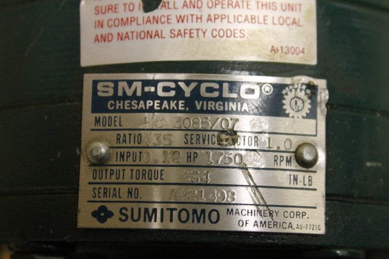 Air motor w/inline gear reducer, 435:1, 434 inlb, Gast 4AM, SM-Cyclo HC 3085/07
