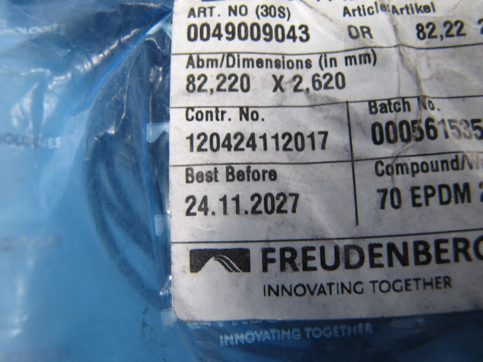 500-pcs Freudenberg 70 EPDM O-Rings 82.22mm x 2.620mm 0049009043 NEW