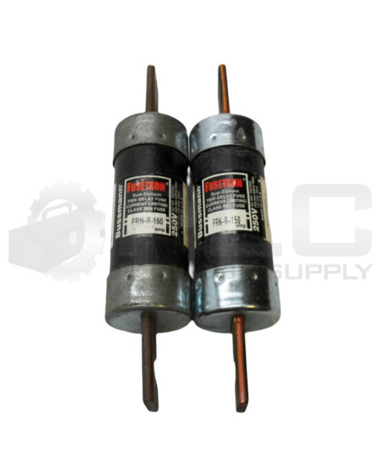 LOT OF 2 BUSSMANN FRN-R-150 TIME DELAY DUAL ELEMENT FUSE 150A 250VAC