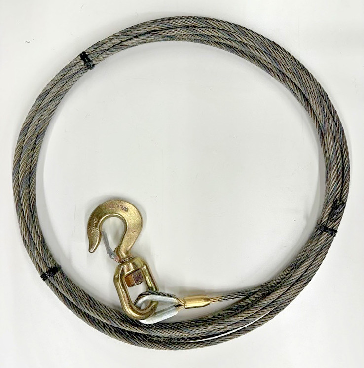 WINCH LINE Rollback 3/8” X 50’ Tow Truck Wrecker Cable EIPS Steel Core W/Swivel
