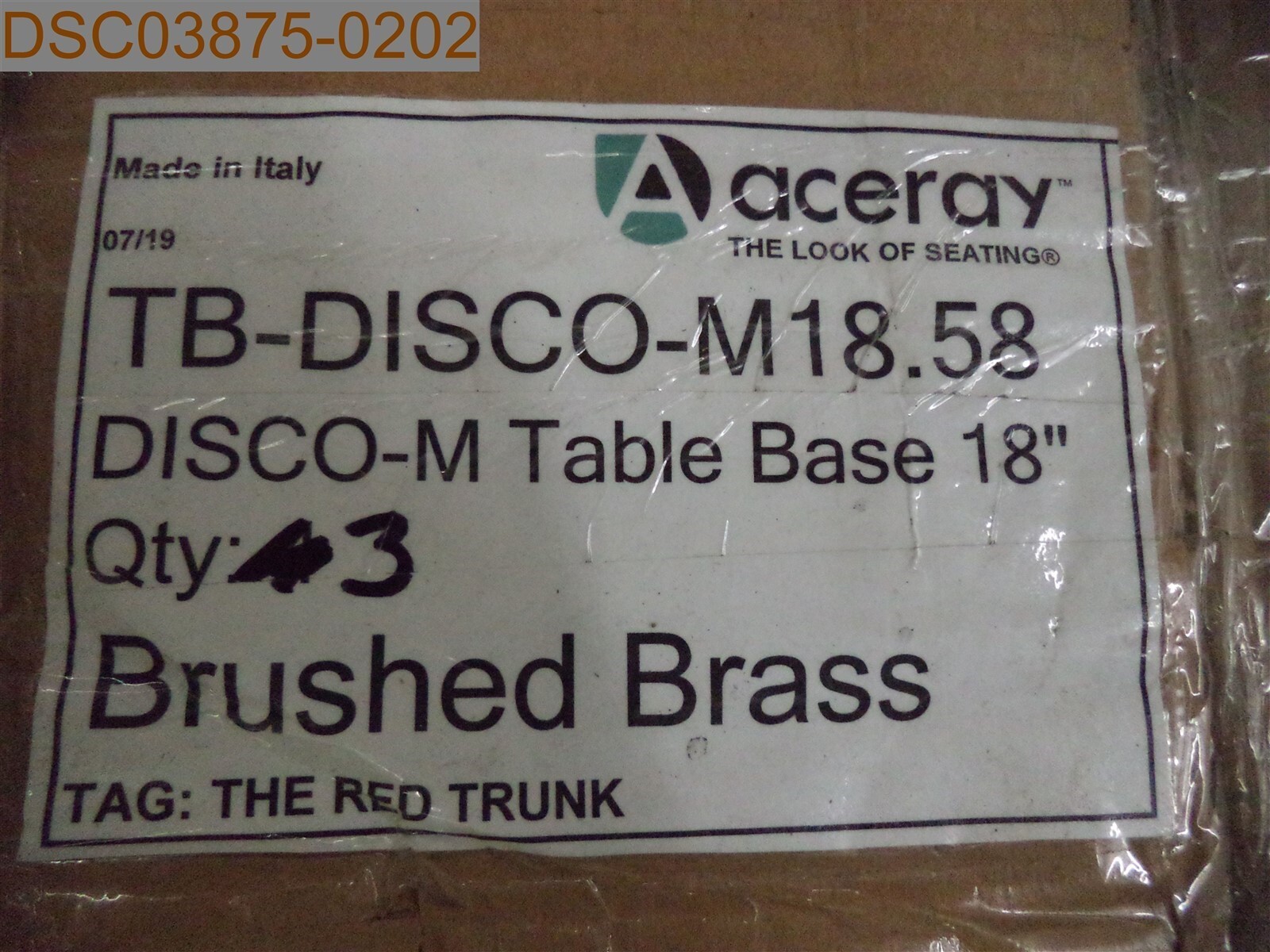 QTY = 3: Aceray Disco-M Table Base 18″, TB-DISCO-M18.58, Brushed Brass
