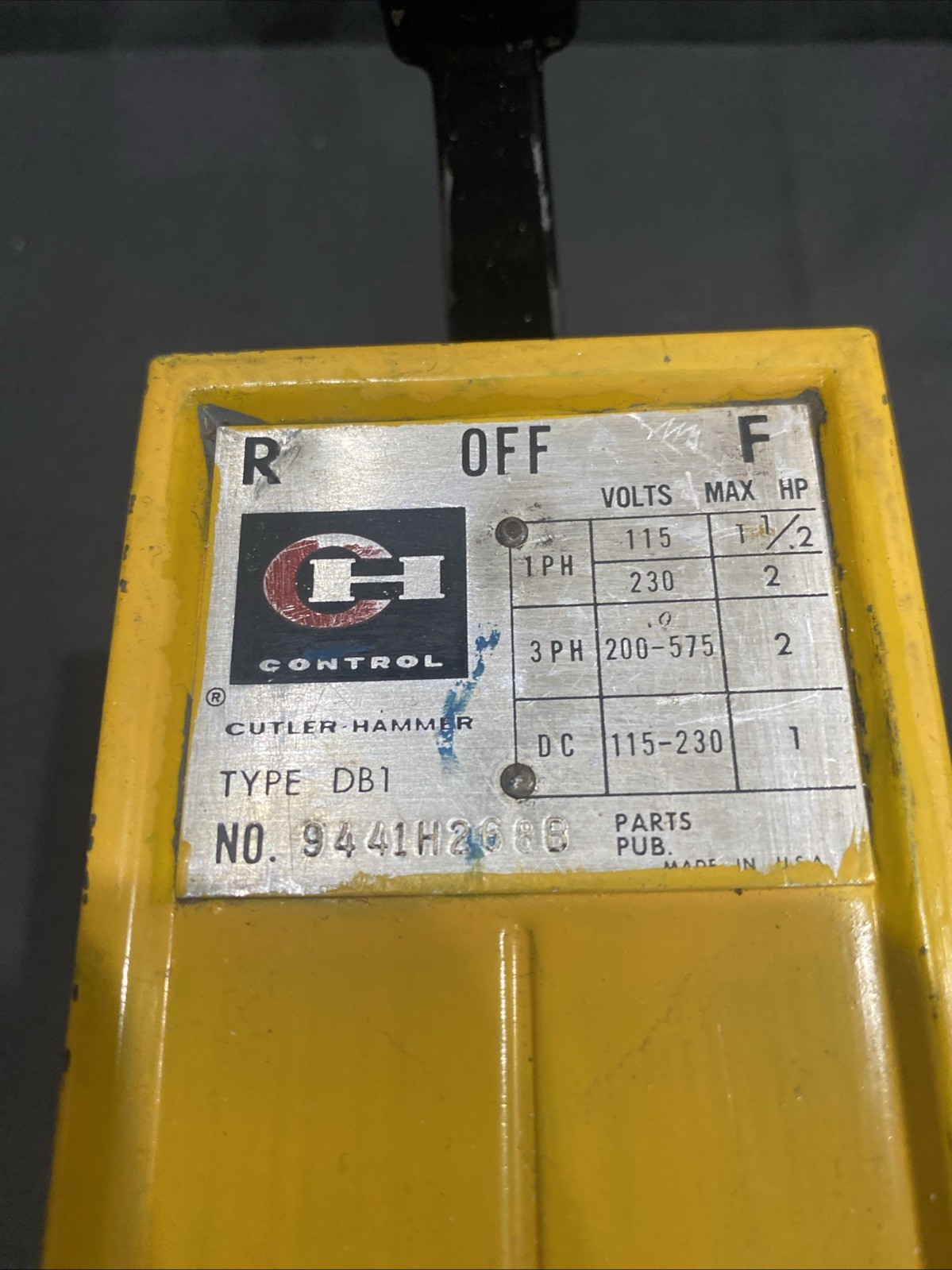 CUTLER HAMMER 9441H268B DRUM SWITCH TYPE DB1 115-230V 1-1/2HP