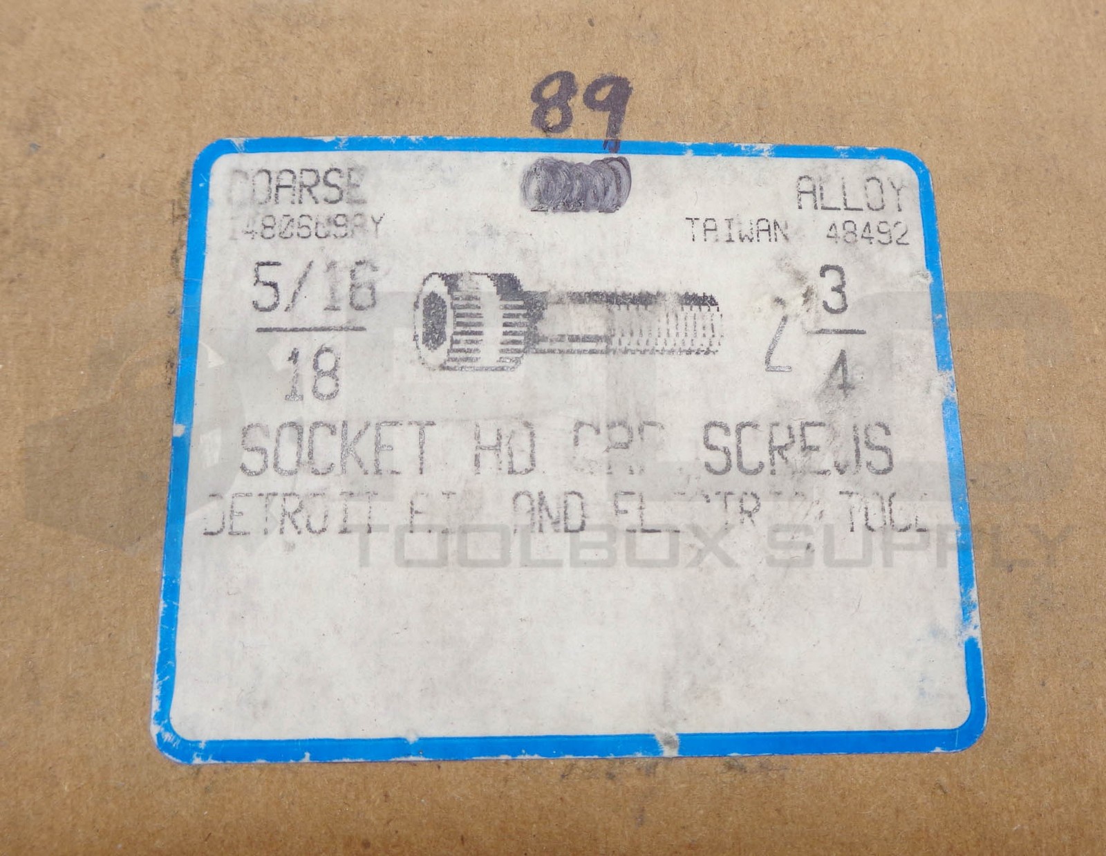 BOX OF 89 NEW DETROIT AIR ELECTRIC TOOL 5/16-18 SOCKET HEAD CAP SCREWS, 2-3/4″