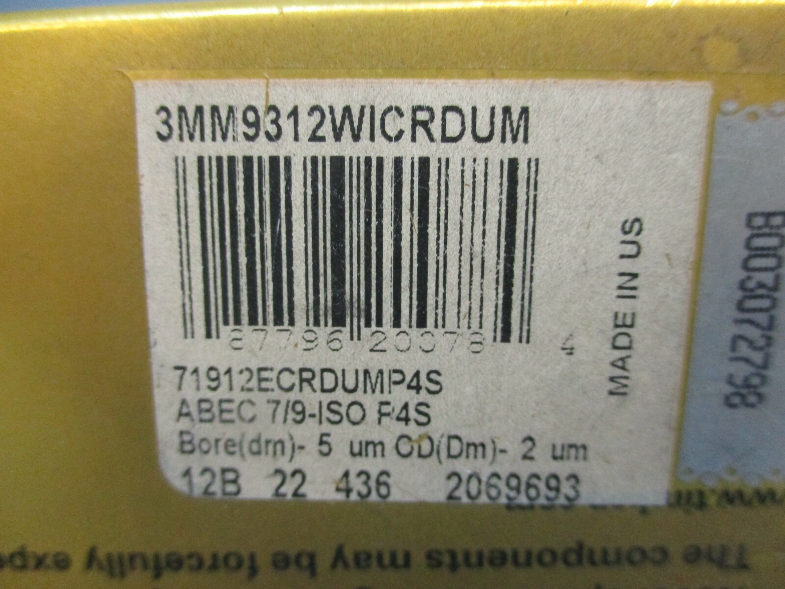 Timken 3MM9312WIDUM Super Precision Bearing d-5 D-2 NEW