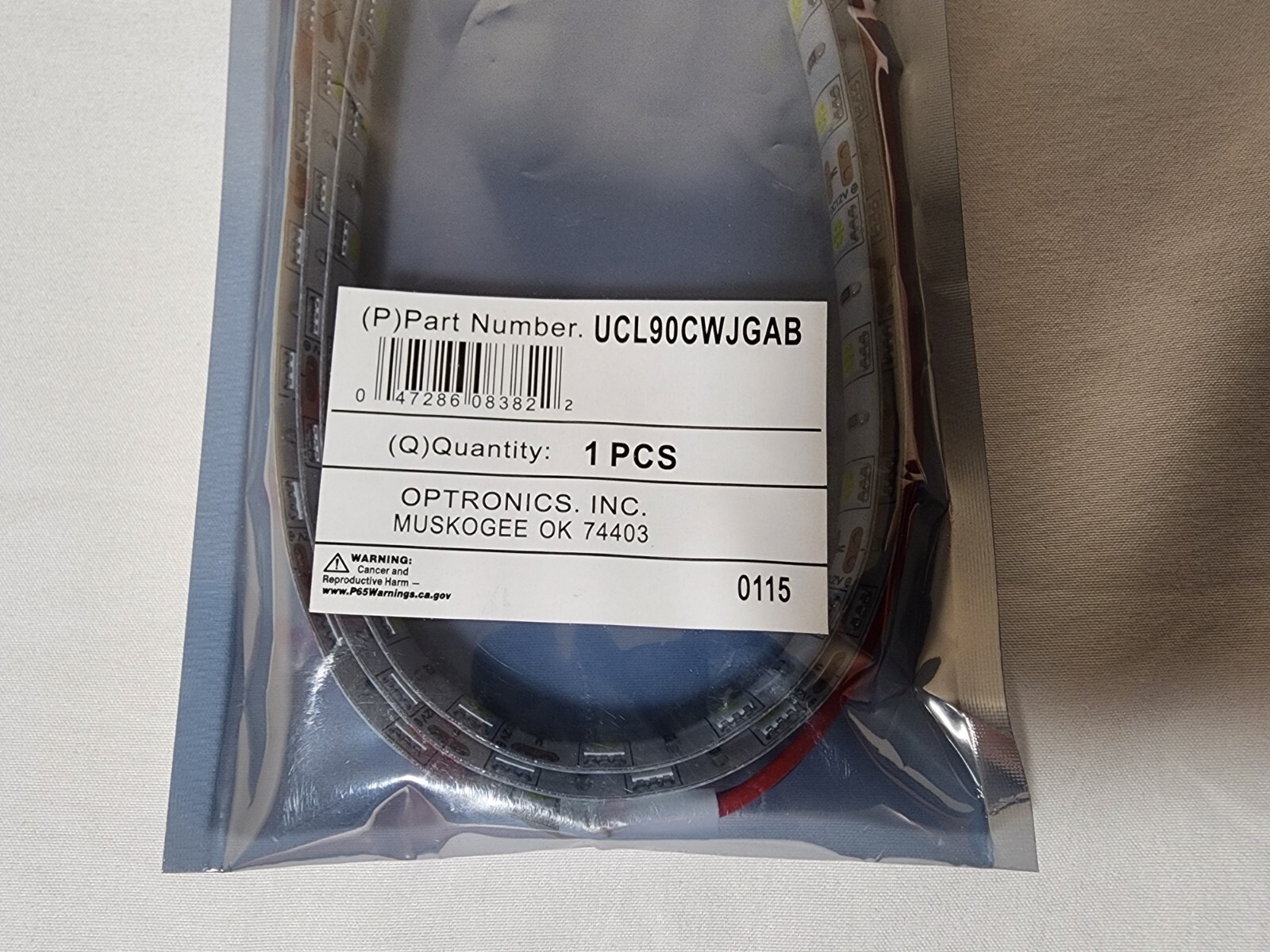 Optronics UCL90CWJGAB White LED Strip Light 36 IN .156 Male Bullet Power Wire