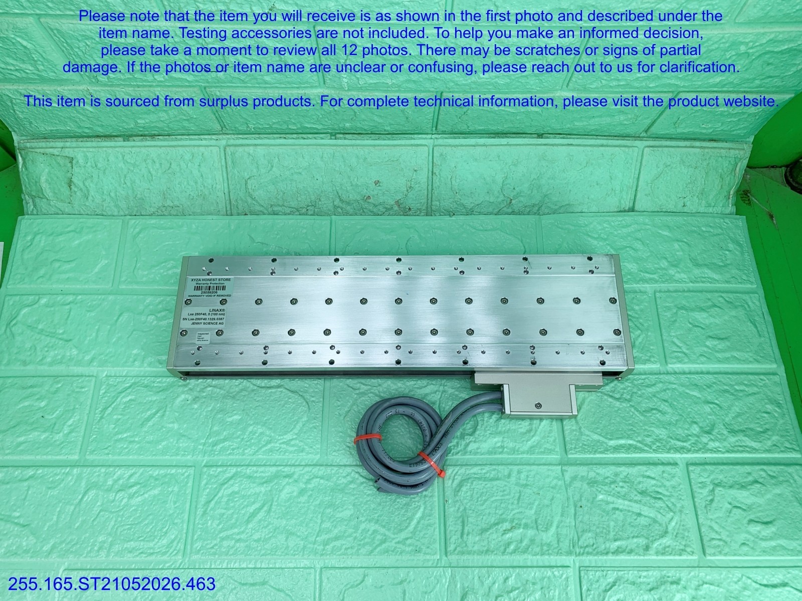 Jenny Science LINAX Lxe 250F40 Direct Motor MISSING Plug as in photos, sn:9206.