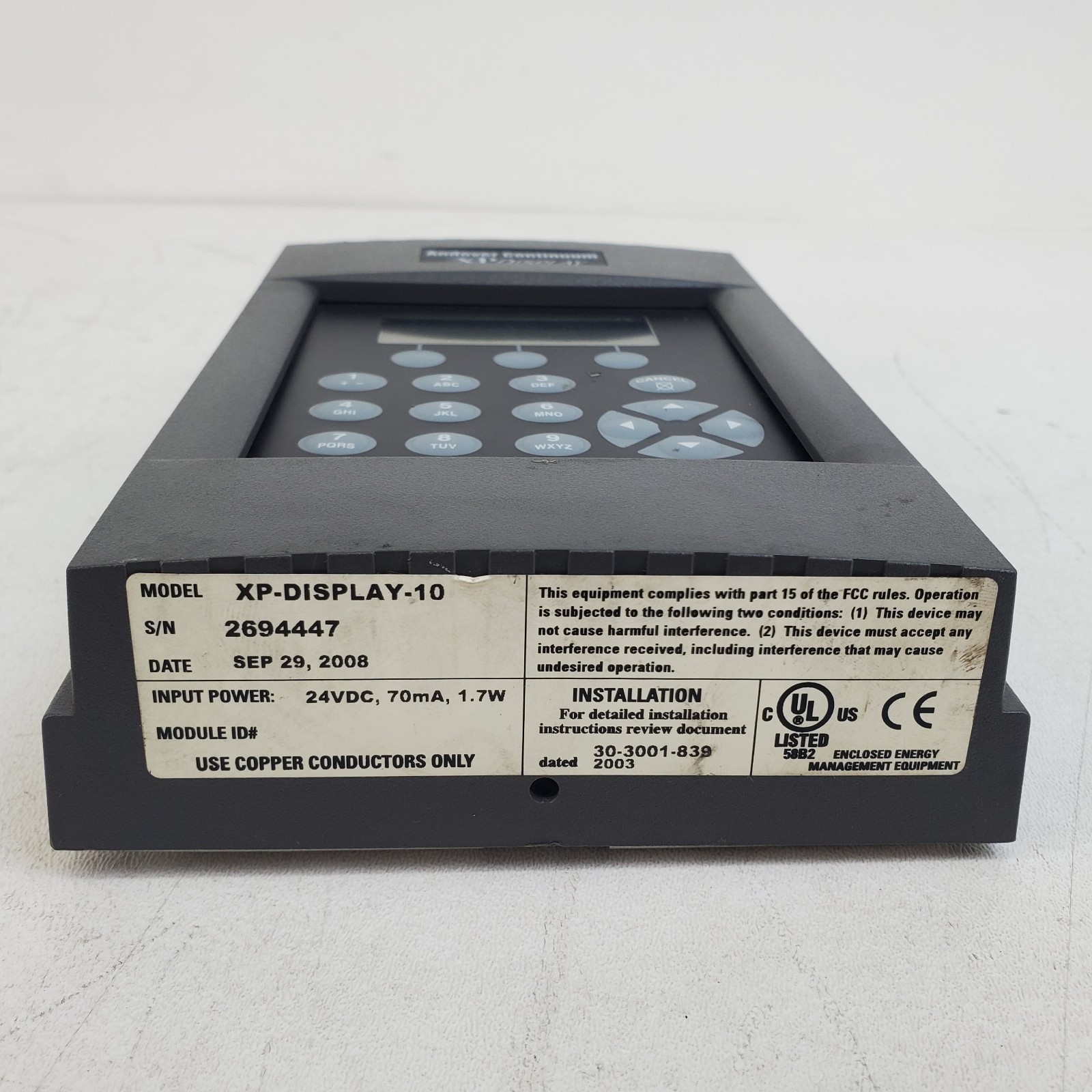 Andover Continuum XP-DISPLAY-10 Operator Interface Display XPDisplay