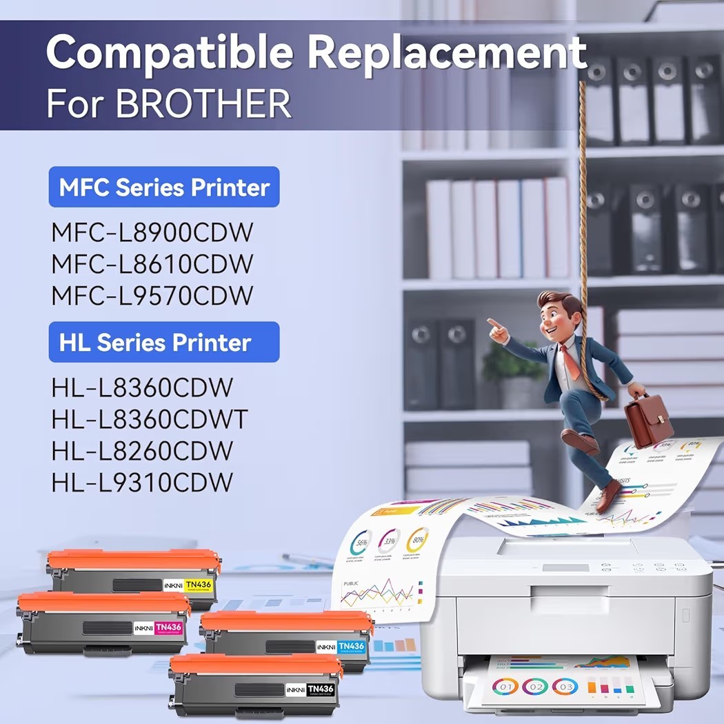 TN436 Toner Cartridge Set 4 Pack(with chip) Compatible Replacement for Brother t