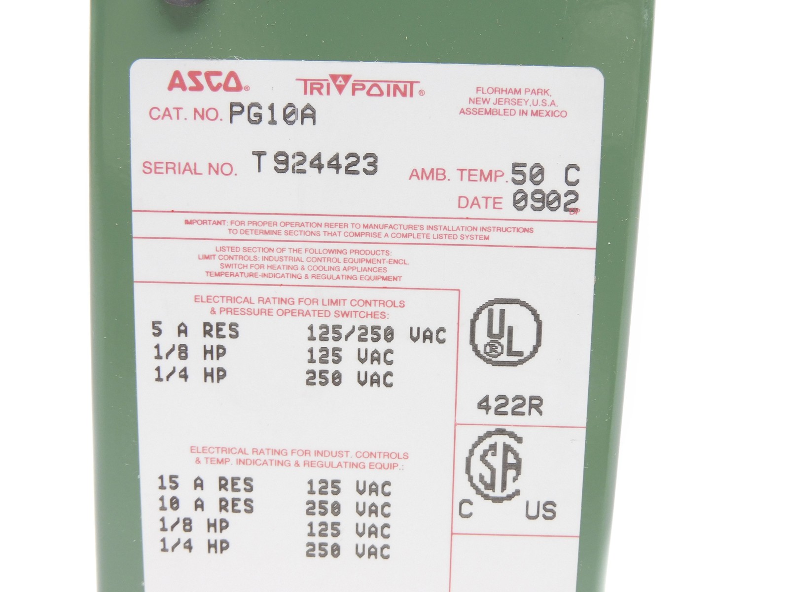 ASCO PG10A 125/250VAC 5A NSMP